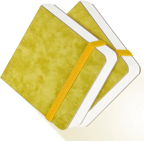 Vista 9 de Funto Diario de Papel de Acuarela Paquete de 2, 3.5x5.5, 44 Páginas Cada Uno, 100% Algodón Prensado en Frío, Tapa Dura de Cuero PU Azul, Suministros
