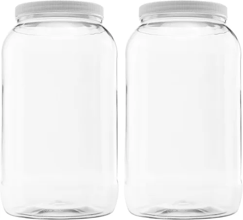 Vista 28 de Tarro de plástico de 64 oz (1/2 galón), tapa blanca, paquete de 1