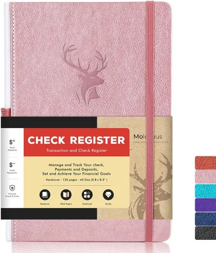 Vista 13 de Libro de Registro de Cheques Molekaus para Libreta de Cheques Personal o Empresarial, Registros de Tamaño Grande de Tapa Dura para Rastrear Pagos