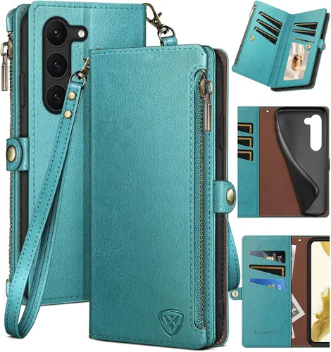 Vista 7 de XcaseBar Funda tipo cartera para Samsung Galaxy S23 Plus con cremallera 【Bloqueo RFID】 Titular de la tarjeta de crédito, Libro de folio con tapa