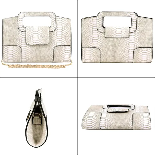 Vista 4 de Naimo Bolso de mano de noche de cristal brillante, bolso cruzado con asa superior, bolso de hombro para boda, fiesta, novia