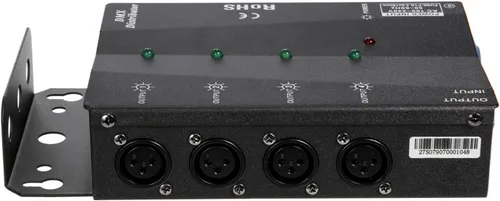 Vista 3 de MFL. Distribuidor de amplificador divisor DMX aislado de 4 vías con salidas de 3 pines