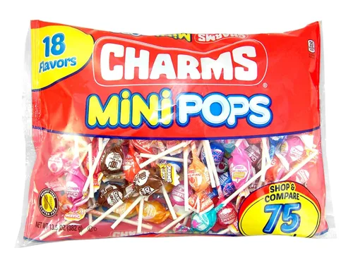 Vista 4 de Charms Minipops - 18 chupones de caramelos de sabores surtidos, bolsa de 75