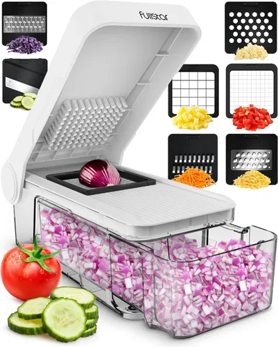 Vista 10 de Fullstar The Original Pro Chopper - Picador de verduras y espiralizador, picador de alimentos con recipiente, rebanador de frutas, utensilios