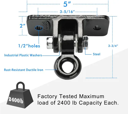 Vista 3 de BETOOLL Ganchos de columpio resistentes de capacidad de 2400 libras para juegos de madera, patio de recreo, porche, interiores y exteriores, ganchos