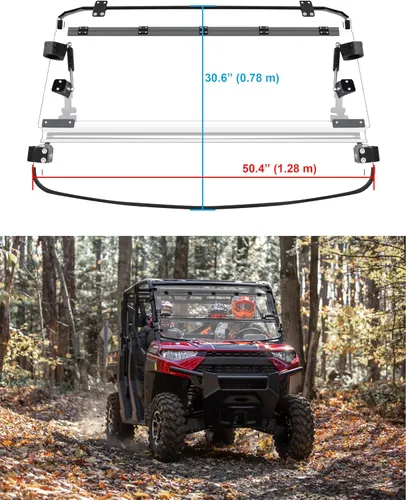 Vista 8 de SAUTVS Parabrisas abatible para Polaris Ranger XP 1000/Diesel/XP 900/Crew