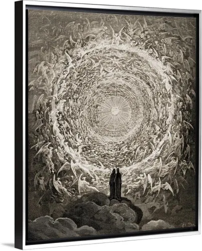 Vista 7 de CANVAS ON DEMAND Ilustración para Paradiso por Dante Alighieri Canto, Xxxi, líneas 1 a 3, lienzo enmarcado negro flotante, arte para pared, diseño