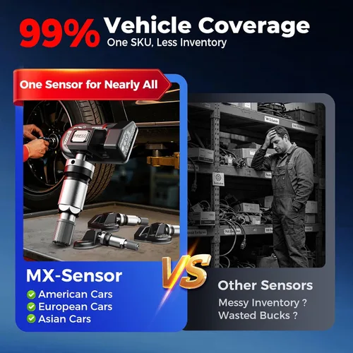 Vista 3 de Autel Juego de 4 sensores TPMS, sensor MX, sensor de presión de neumáticos MaxiTPMS 2 en 1 (315 MHz + 433 MHz), sensor OE de inserción programable