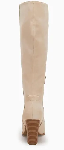 Vista 4 de Coutgo Botas altas de gamuza sintética para mujer, con cremallera lateral, tacón grueso, elásticas, botas de invierno