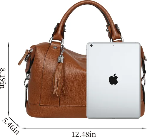 Vista 3 de Heshe - Bolsa de hombro de piel para mujer, con asa superior, bolsa cruzada