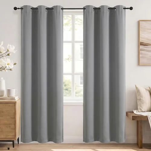 Vista 33 de Simplebrand Cortinas blancas puras de 96 pulgadas de largo para oscurecer la habitación, juego de 2 paneles para dormitorio/sala de estar, bloqueo