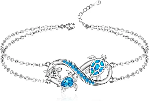 Vista 12 de Fenthring Sea Turtle Anklet Bracelets for Women Sterling Silver Ankle