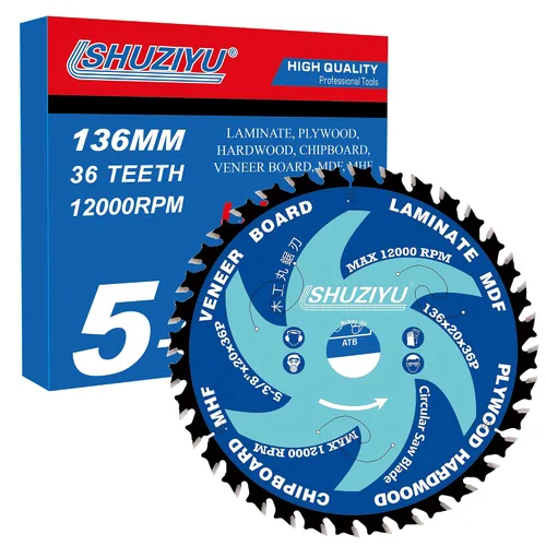 Vista 9 de 3-3/8" (85mm)-24T, hoja de sierra circular de trabajo de madera, eje 0.591 in con 3/8"(10mm) Wahser, para laminado, tablero de chapa, madera
