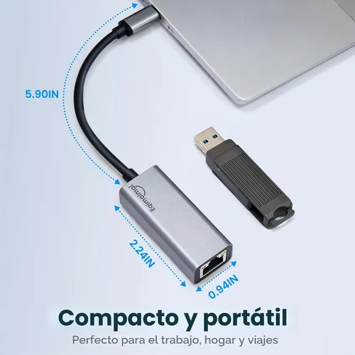 Vista 6 de Adaptador Ethernet USBC Paquete de 2, 2 adaptadores de red Gigabit Ethernet TypeC a RJ45 compatible con Windows, MacOS, Linux y más TypeC a RJ45