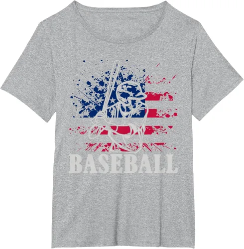 Vista 66 de Camiseta de béisbol deportiva estadounidense con bandera estadounidense, Negro, S