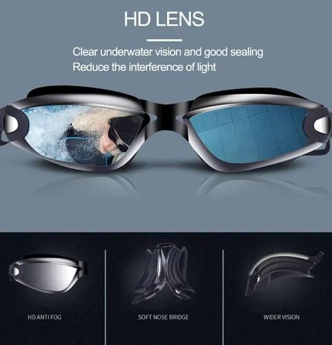 Vista 5 de [Actualización] Gafas de natación, gafas de buceo, impermeables, sin fugas, antivaho para adultos, hombres, mujeres, jóvenes, gafas de natación