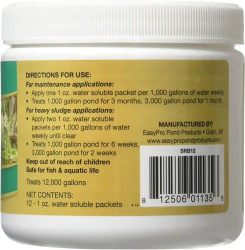 Vista 2 de EasyPro SRB12 - Bacterias eliminadoras de lodos para estanque, secas, 12 paquetes