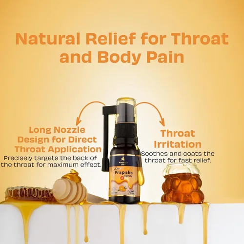 Vista 6 de Spray de propóleo de abeja + vitamina C, sin alcohol, sabor a naranja natural, extracto de propóleo de abeja 100% puro, apoyo antioxidante