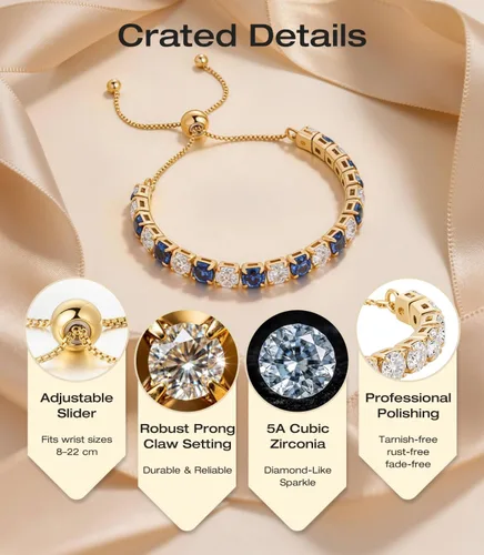 Vista 3 de Lovans Tennis Bracelets for Women Adjustable Gold Plated Tennis Bracelet for Women in Size 4-8.5 Inches