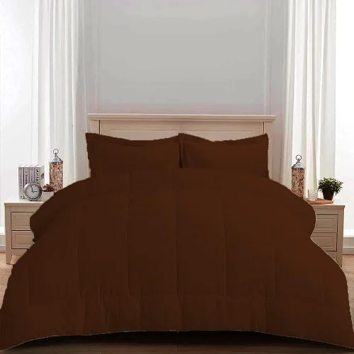 Vista 4 de Edredón 100% algodón egipcio de 500 GSM, súper suave, relleno alternativo de plumón con 2 fundas de almohada, colección de insertos para clima frío