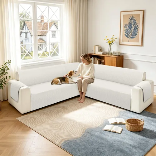 Vista 3 de ALIECOM Fundas para sofá seccional de esquina en forma de L Fundas para sofá reversibles lavables para sofá seccional Funda para sofá deslizable