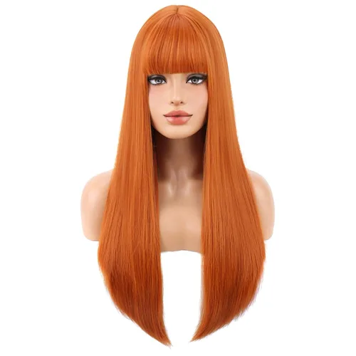 Vista 14 de BERON Pelucas negras de cabello largo liso con flequillo, para mujer, a la moda, resistente al calor, sintético, aspecto natural, para fiesta