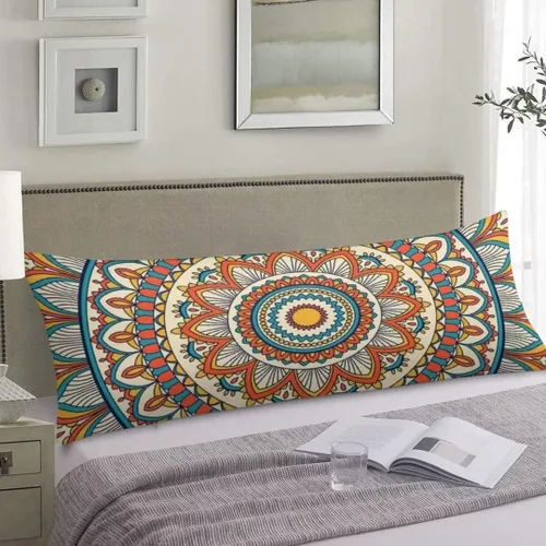Vista 4 de DAOPUDA Funda de almohada corporal con estampado de vaca marrón, 20"x54", poliéster