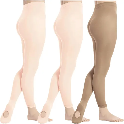 Vista 5 de DIPUG 3 pares de mallas de ballet convertibles para niñas (niños/niños)