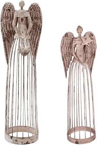 Vista 7 de Y&K Decor - Estatua de ángel de metal envejecido para jardín, patio, césped, patio, decoración de interiores y exteriores, Navidad (25.5 pulgadas)