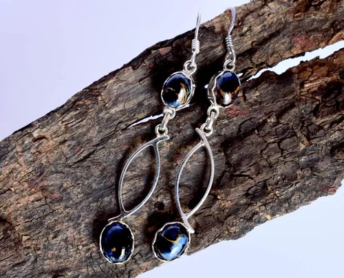 Vista 2 de Hermosa piedra de Pietersite 925 plata esterlina sólida cuelga los pendientes, joyería del diseñador, regalo del aniversario FSJ-5061