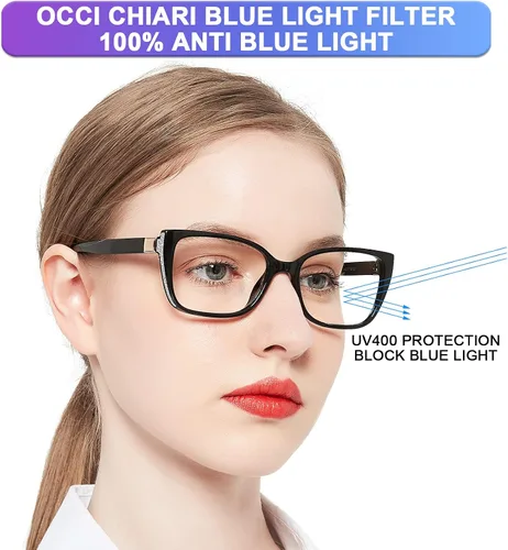 Vista 2 de OCCI CHIARI Gafas de lectura con bloqueo de luz azul para mujer Negro