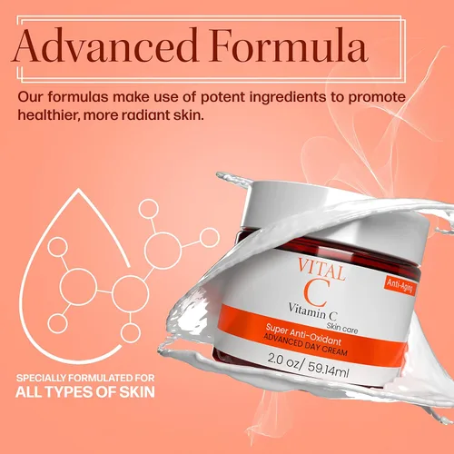 Vista 3 de Dermapeutics Crema hidratante facial avanzada con vitamina C – Antioxidante, hidratante de día y noche para reducir arrugas, líneas finas, ojeras