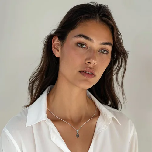 Vista 10 de 925 Sterling Silver Gemstone Necklace – Birthstone Jewelry for Women – Minimalist Silver Chain with Gemstone Teardrop Pendant – Elegant Gift for