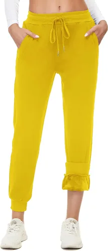 Vista 11 de MOUEEY Pantalones deportivos súper cálidos con forro de sherpa para mujer, pantalones deportivos de forro polar con bolsillos con cremallera