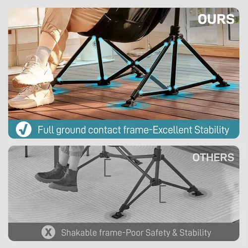 Vista 5 de EVER ADVANCED Hamaca acolchada de gran tamaño, silla columpio compacta y resistente con múltiples bolsillos de almacenamiento, silla mecedora
