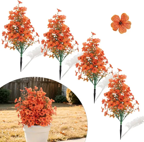 Vista 54 de RECUTMS Guirnalda artificial de otoño, plantas de vegetación sintética 1 pieza seda marrón