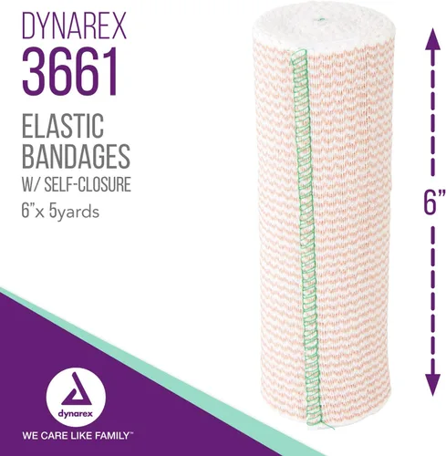 Vista 2 de Dynarex Elastic Bandages with Self-Closure, Outstanding Compression & Stretch, Latex-Free Elastic Bandages with Secure Closure, 6" x 5 yds., 1 Case