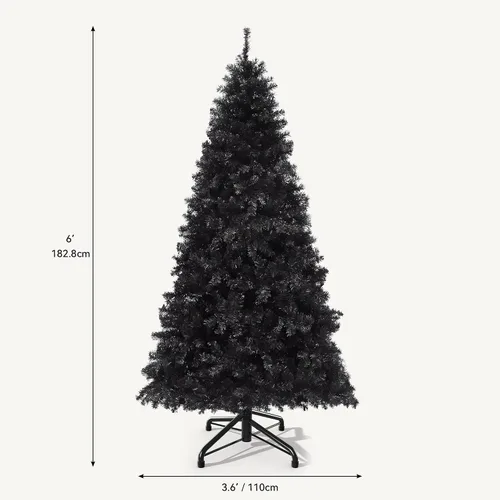 Vista 4 de DWVO Árbol de Navidad de Halloween preiluminado de 6 pies con control Negro
