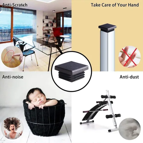 Vista 2 de Tapones cuadrados de tubo de 1 pulgada, tapones cuadrados de plástico de 0.984 in x 0.984 in para silla, protector de suelo, tubo, tapa de extremo