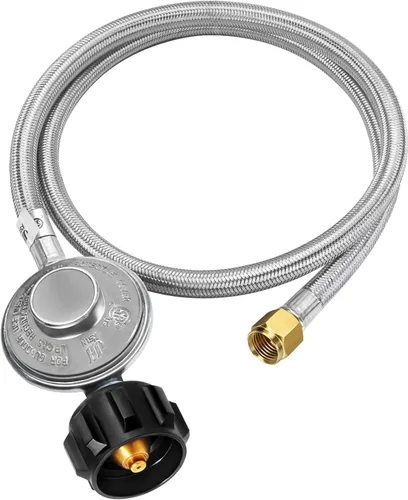 Vista 8 de GasSaf Regulador de propano de 2 pies con manguera para parrillas Weber, planchas Blackstone, calentador, hogueras y más - Certificado CSA