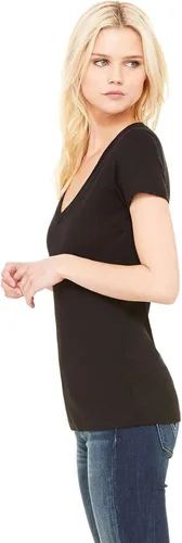 Vista 3 de Bella + Canvas Womens Jersey playera de manga corta (B6050) HthrAzul marino