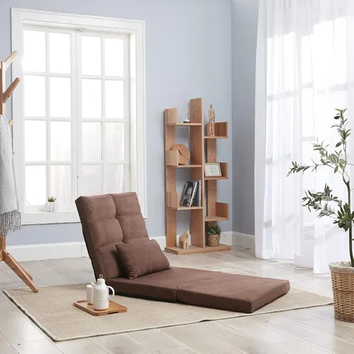 Vista 5 de Anwick Sofá cama y colchón plegable ajustable de 5 posiciones con 1 almohada para dormitorio, sala de estar, balcón