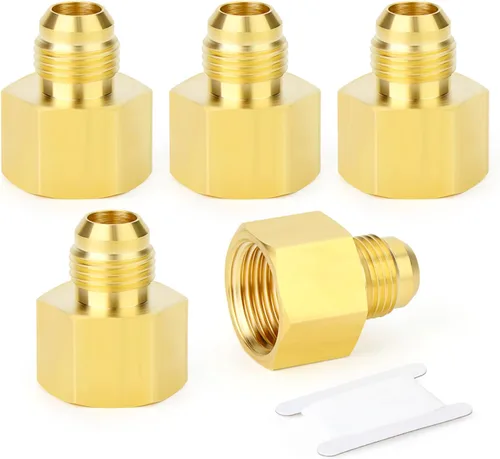 Vista 38 de GASHER Adaptador de codo de montaje de tubo de latón de 1/2 pulgada flare x 1/2 pulgada NPT macho Pipe