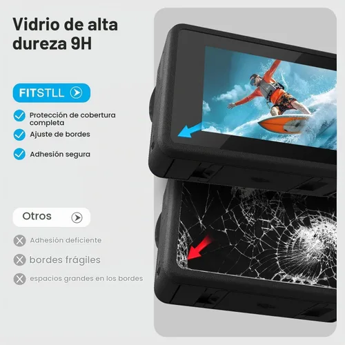 Vista 2 de FiTSTILL Protector de pantalla de vidrio templado con tapa de lente de silicona para DJI Osmo Action 4, dureza Ultra HD 9H, resistente a