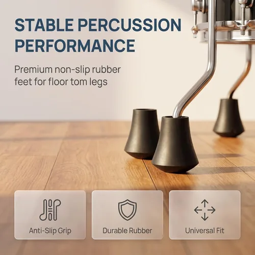 Vista 3 de 3pcs Anti-slip Rubber Drum Foot Covers, Black Percussion Hardware Caps