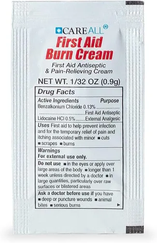 Vista 4 de CareALL Crema de Alivio de Quemaduras de Primeros auxilios, paquetes de 0.9g (0.032 oz) (paquete de 25) Crema de Primeros Auxilios que Alivia