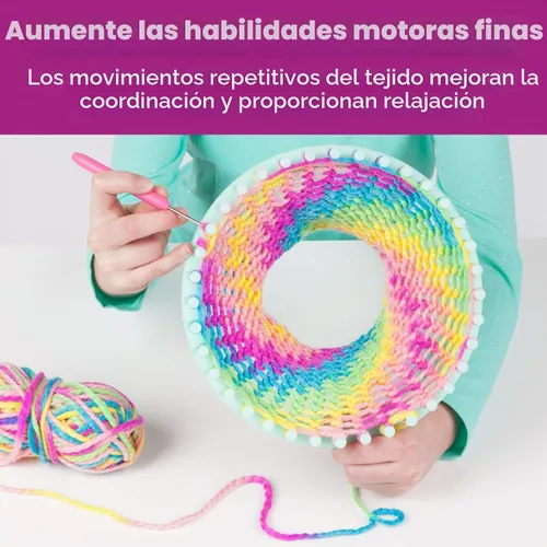 Vista 5 de Creativity for Kids Kit de telar de punto rápido Aprende a tejer un sombrero colorido o funda con un telar fácil Relajante manualidades