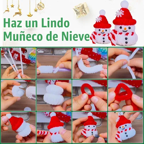 Vista 4 de 200 piezas de limpiadores de tuberías artesanales con purpurina de Navidad Navidad -200 piezas