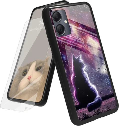 Vista 11 de Funda para Samsung Galaxy A12 5G con protector de pantalla, parte trasera de vidrio templado + TPU de silicona suave que absorbe los golpes