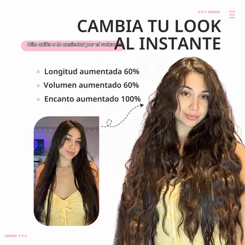 Vista 5 de Flufymooz - Extensiones de cabello con clip, 6 unidades, extensiones de cabello largas con ondas de sirena, sintético, postizo para mujer, 24 Marrón